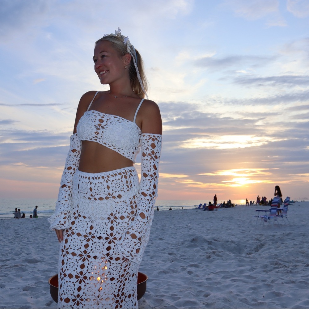 White Crochet Beach Set